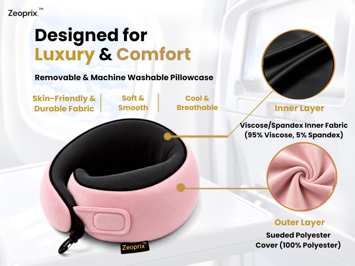 Travel Neck Pillow for Airplane (Pink)
