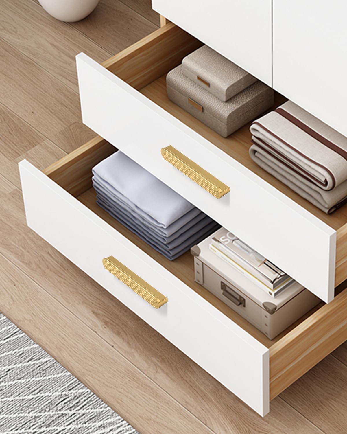 5 Pack Gold Kitchen Cabinet Handles 3 (3.8" Hole Center)