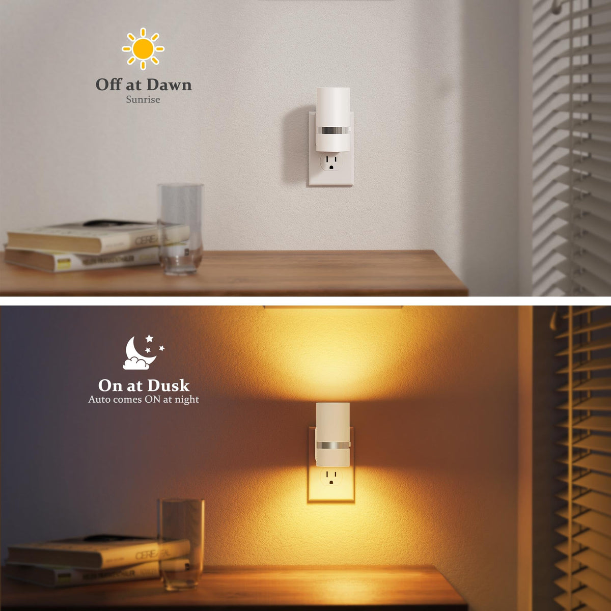 Night Lights Plug into Wall (White-Amber / 2 Pack)