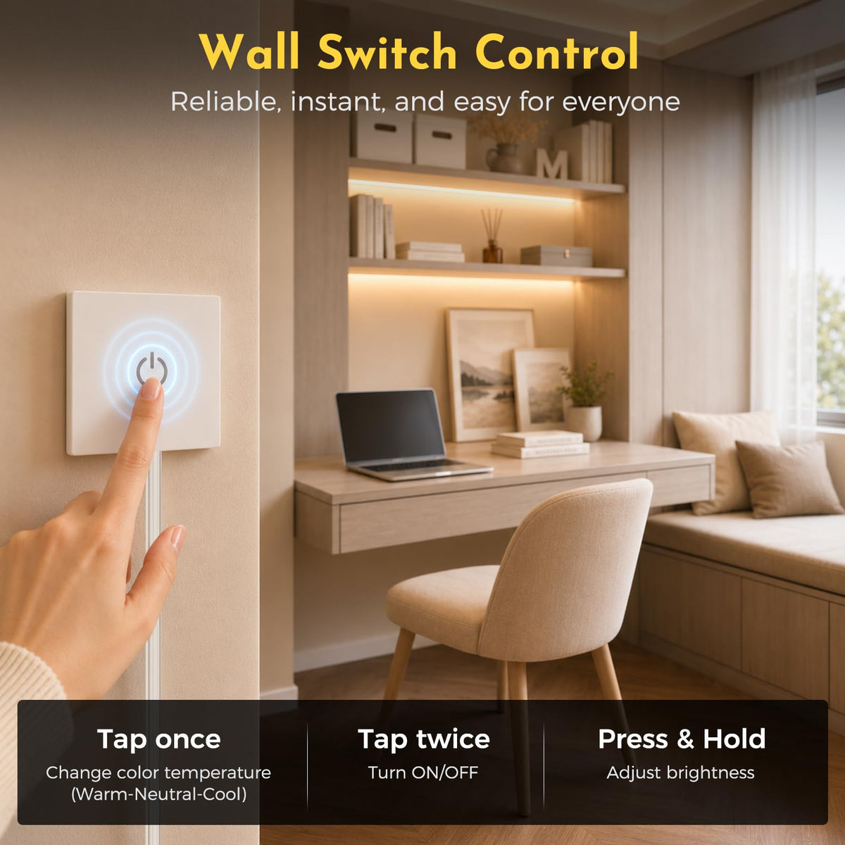 0.3in Ultra Thin Linkable Under Cabinet Lighting Bar Plug (Touch+Remote / Silver)