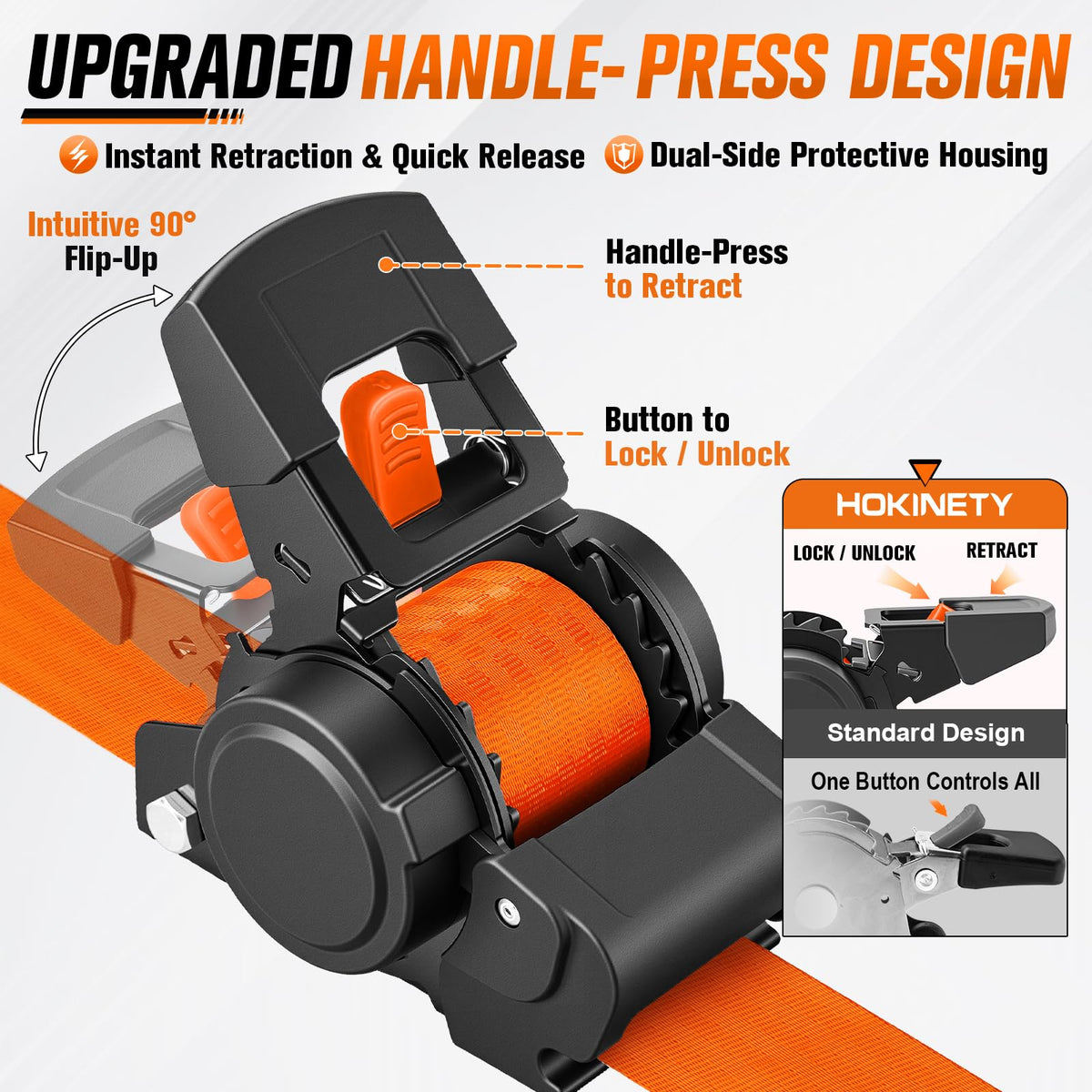 Retractable Ratchet Straps (Orange / 4PK)