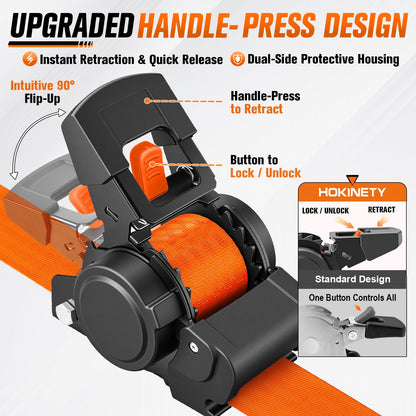 Retractable Ratchet Straps (Orange / 4PK)