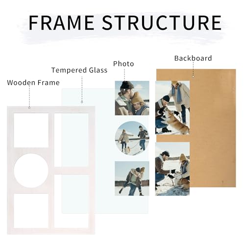 Picture Frame Collage for 4x6 and 4x4 Photos (Rustic White / 9x13in (1Pack))