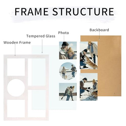 Picture Frame Collage for 4x6 and 4x4 Photos (Rustic White / 9x13in (1Pack))