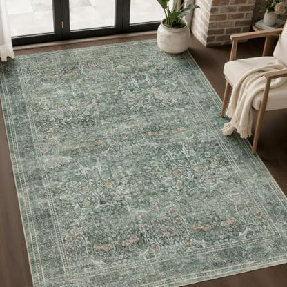 3x5 Washable Rug (Moss Green / 3' x 5' (Rectangular))