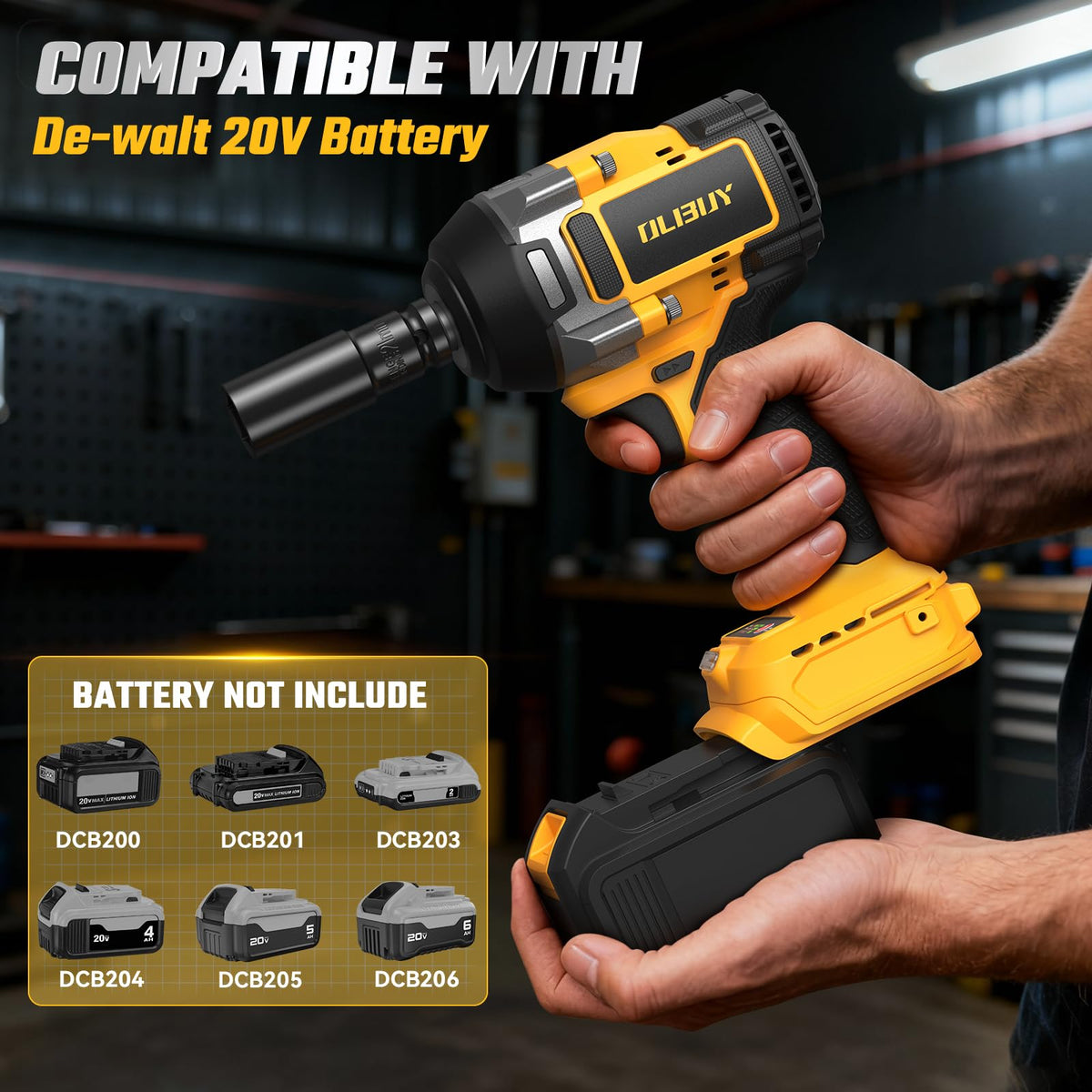 Cordless Impact Wrench for Dewalt 20V Battery (Yellow)
