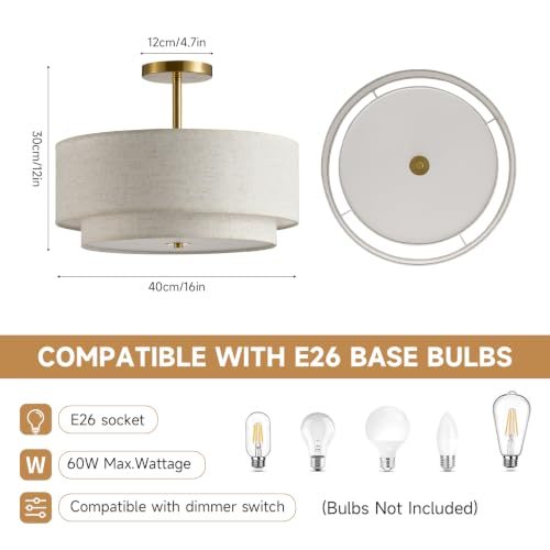 16" Semi Flush Mount Ceiling Light