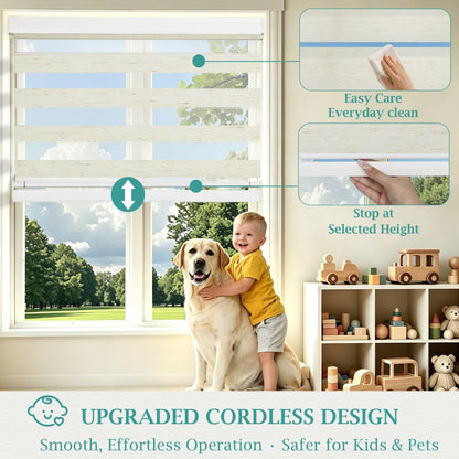 Custom Size Linen Cordless Zebra Blinds for Windows (Linen Beige / CUSTOM SIZE)