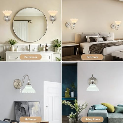 1 Piece Brushed Nickel Finish Wall Sconce (Nickel and White / 1-Light)