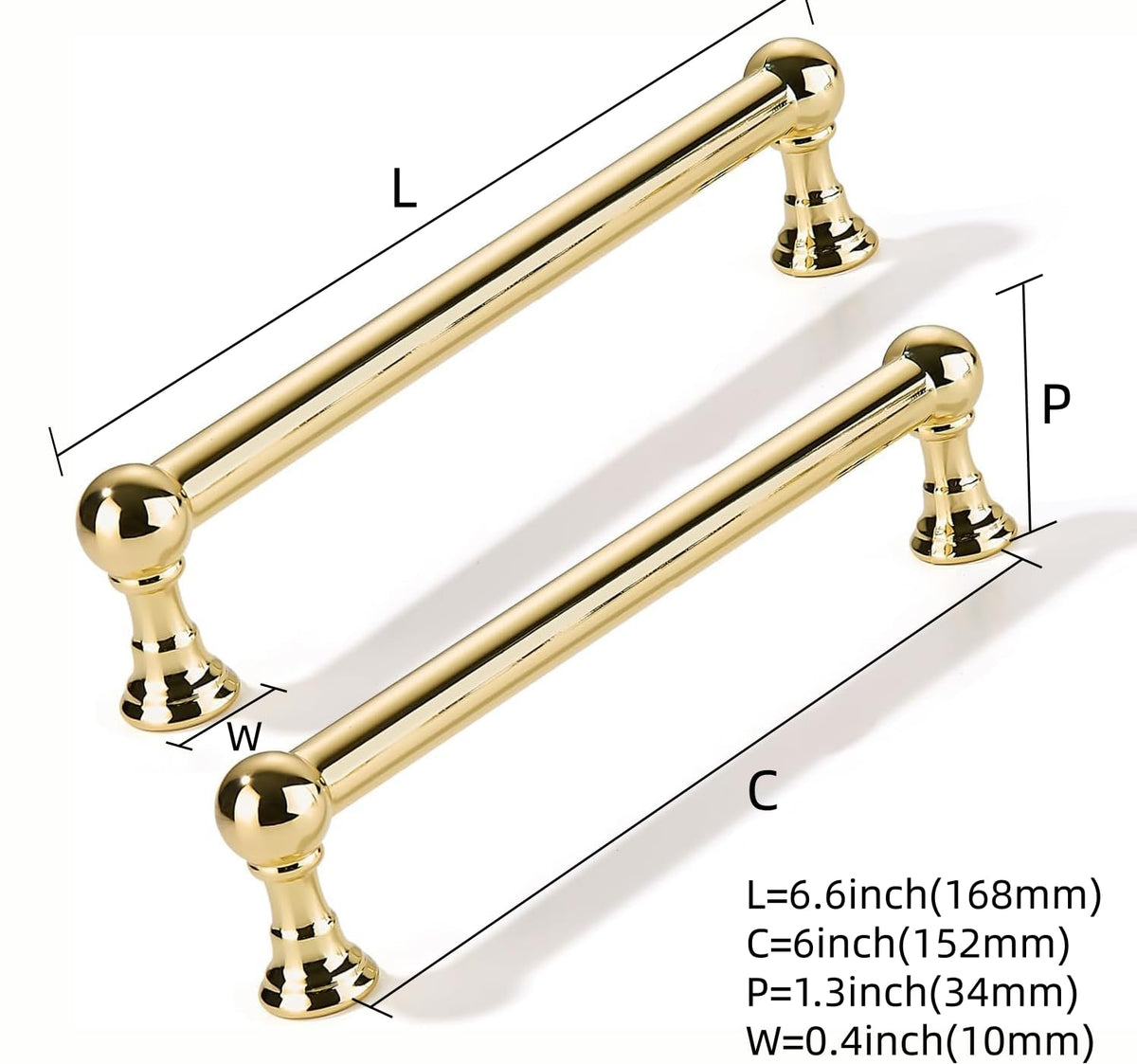 5 Pack 6 inch Solid Handles Real Unlacquered Brass Cabinet Pulls (Unlacquered Brass / 6 Inch)