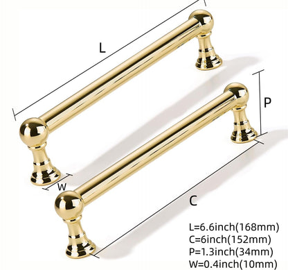 5 Pack 6 inch Solid Handles Real Unlacquered Brass Cabinet Pulls (Unlacquered Brass / 6 Inch)
