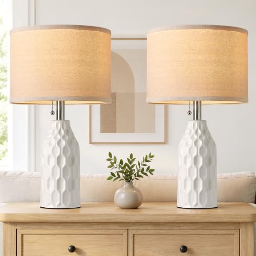 Modern Ceramic Table Lamps Set of 2 for Living Room Bedroom