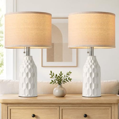 Modern Ceramic Table Lamps Set of 2 for Living Room Bedroom