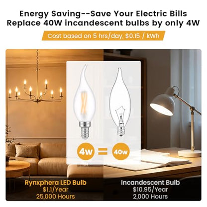 E12 LED Frosted Candelabra Light Bulbs (Frosted-4w-6 Pack)