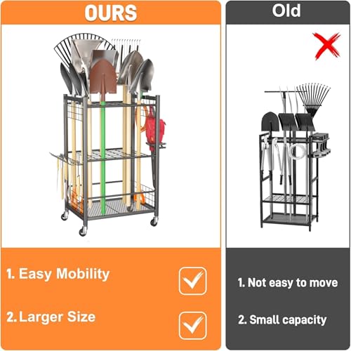 Garden Tool Stand with Wheels