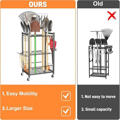 Garden Tool Stand with Wheels