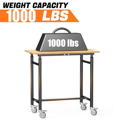 Adjustable Workbench with Rubberwood Top