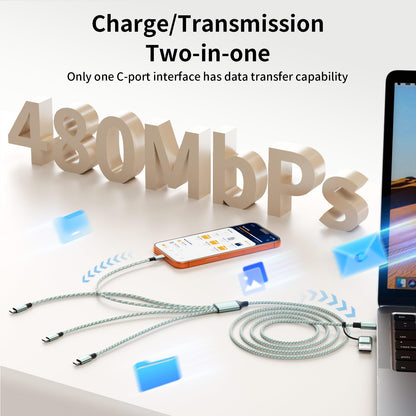 Travel USB C 4 in 2 Charging Cords (Mint Green)