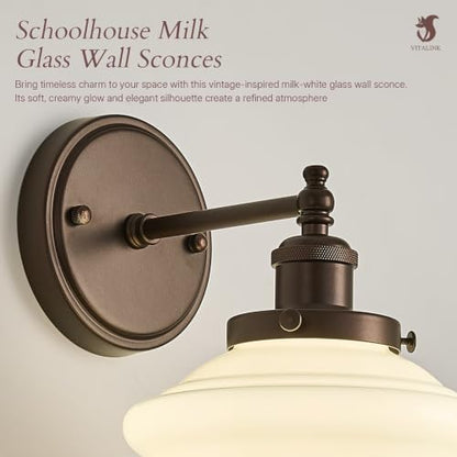 Milk Glass Wall Sconces Hardwired Wall Lamp Bathroom Vanity Light Bedroom Wall Sconces
