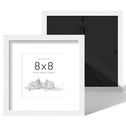 8x8 Solid Wood Frame Set of 2 (White Wood Grain / 8x8)