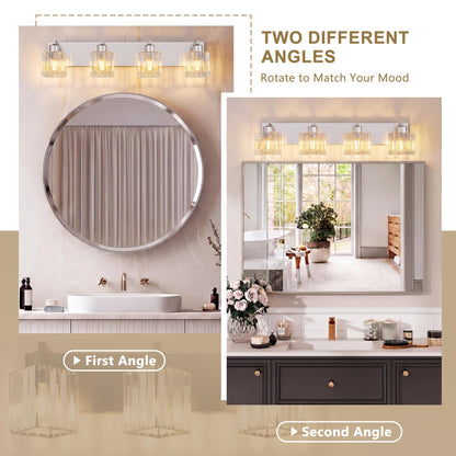 Modern Bathroom Vanity Light (Nickel & Square / 4-Light)
