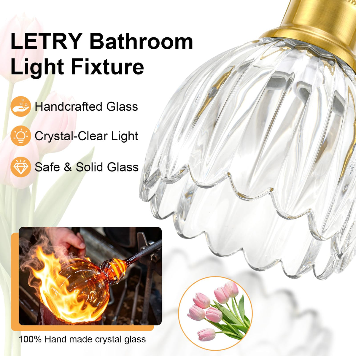 Bathroom Light Fixtures (30" Gold Base-Clear / 5-light)