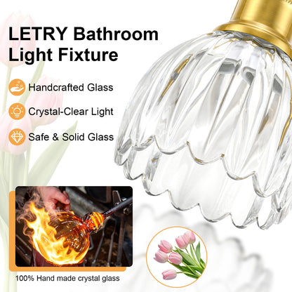Bathroom Light Fixtures (30" Gold Base-Clear / 5-light)