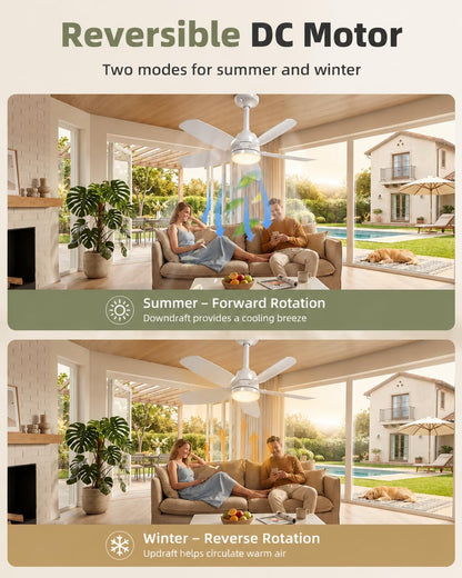 Ceiling Fan with Light (White / 28inch)