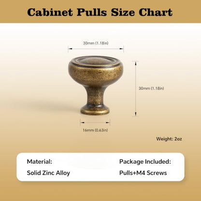 6 Pack Zinc Alloy Cabinet Knobs Solid Hardware