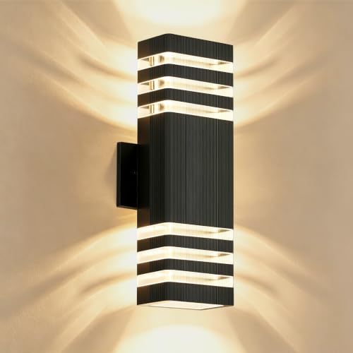 Square Outdoor Wall Lights Pack 3 Layer