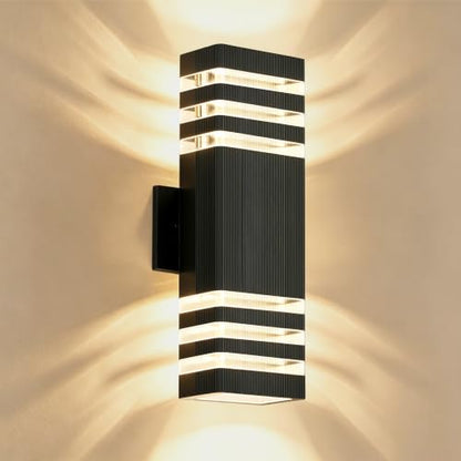 Square Outdoor Wall Lights Pack 3 Layer
