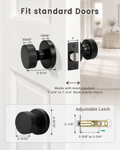 1 Pack Black Door Knobs Interior (Black)