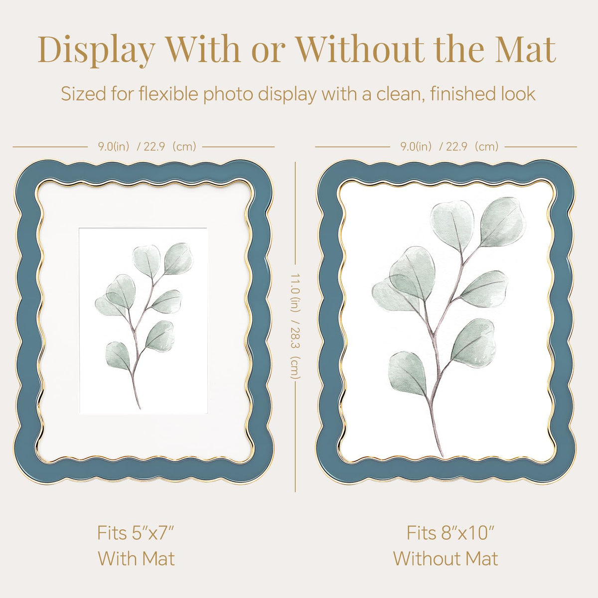 8x10 Scalloped Wavy Metal Picture Frame (Still Water Blue / 8x10)
