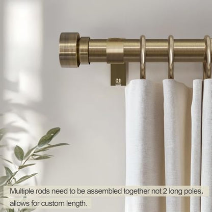 Antique Bronze Curtain Rods for Windows 48 to 84 with Adjustable Brackets Heavy Duty 1" Diameter Window Treatment Rod with Solid Metal Finials for Outdoor Bedroom Kitchen Living Room (Antique Bronze / 16"-88"|1 Pack)