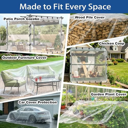 Clear Tarp 8 x 10 ft Clear Tarps Heavy Duty Water Resistant (8 x 10 FT)