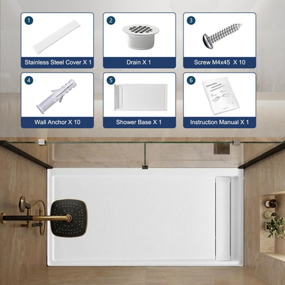 60" x 30" Shower Base with Left Drain