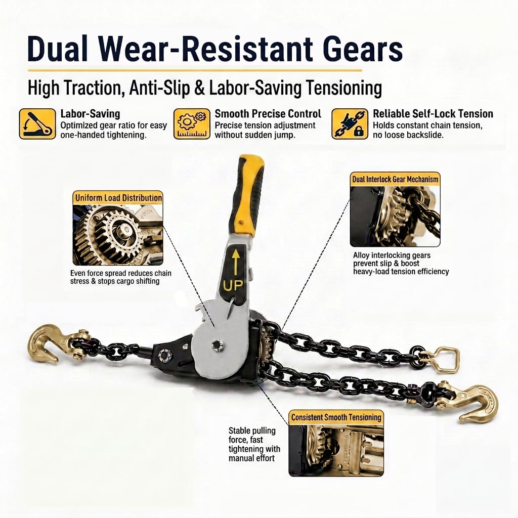4 Pack 3/8"-1/2" EZ Ratchet Chain Binder with G70 Grab Hooks, Ratchet Load Binder Kit, 6600 lbs WLL Heavy Duty Cargo Tie Down for Flatbed Trailers & Trucks (3/8" - 1/2"(4 Pack))