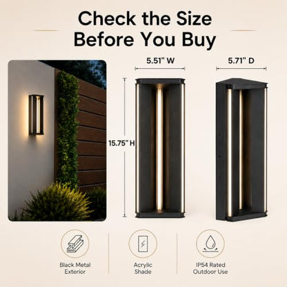 Outdoor Wall Lights with Dusk to Dawn Sensor 15W LED