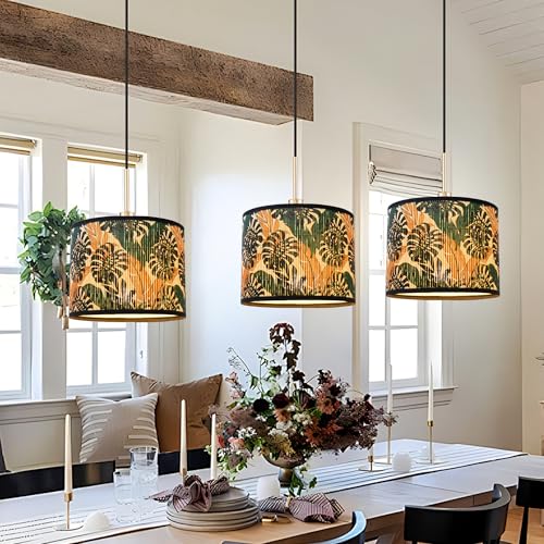 Bamboo Lamp Shade With Tropical Plants Chandelier Covers