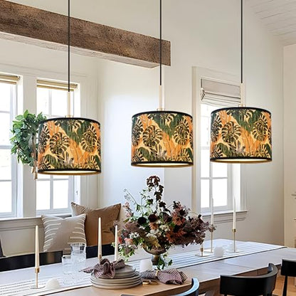 Bamboo Lamp Shade With Tropical Plants Chandelier Covers