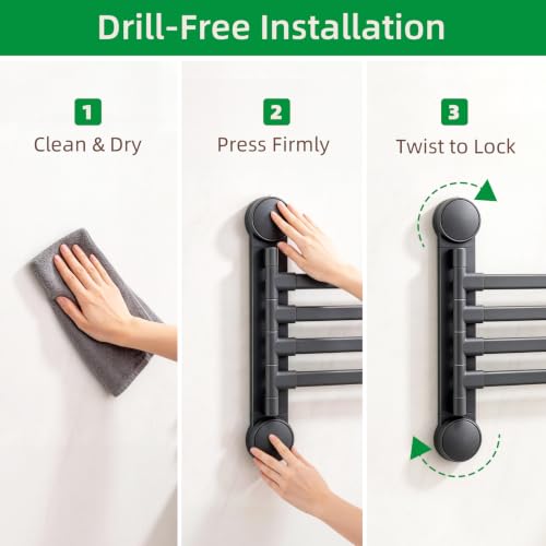 Homey Art Suction Cup Towel Bar No Drill