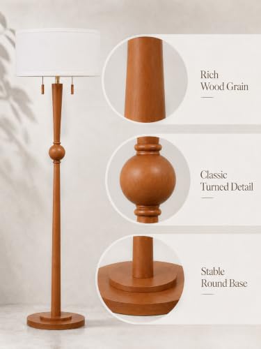 62.8" Solid Oak Wood Floor Lamp