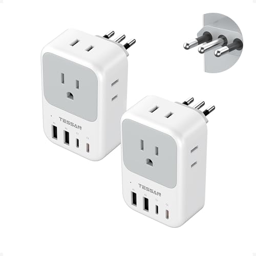 2 Pack 8 in 1 Travel Plug Adapter Type C