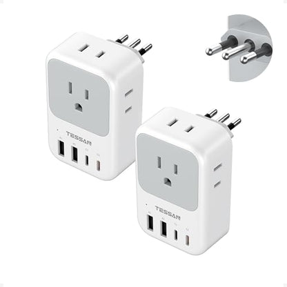 2 Pack 8 in 1 Travel Plug Adapter Type C