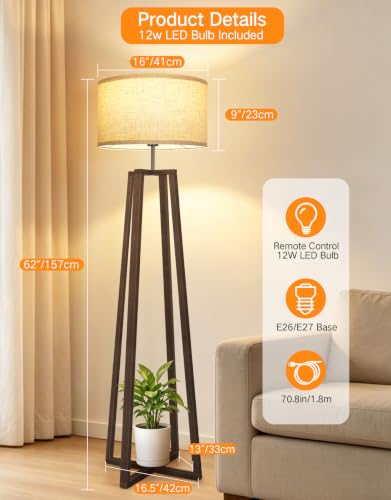 62" Mid Century Modern Vintage Lamps with Remote Control