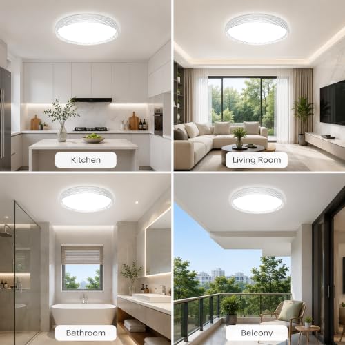 LED Flush Mount Ceiling Light with Sculptural Ring Design