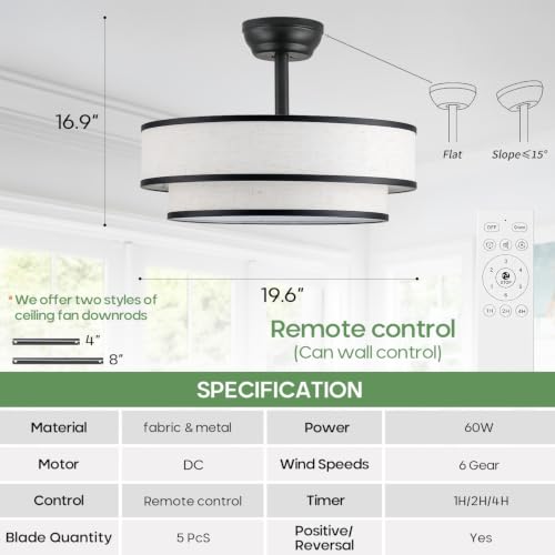 Tiffany Style Caged Ceiling Fan with Light and Remote Control