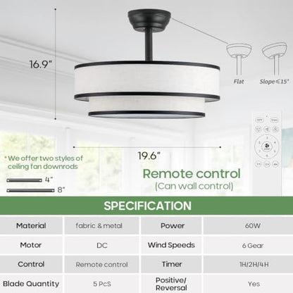 Tiffany Style Caged Ceiling Fan with Light and Remote Control