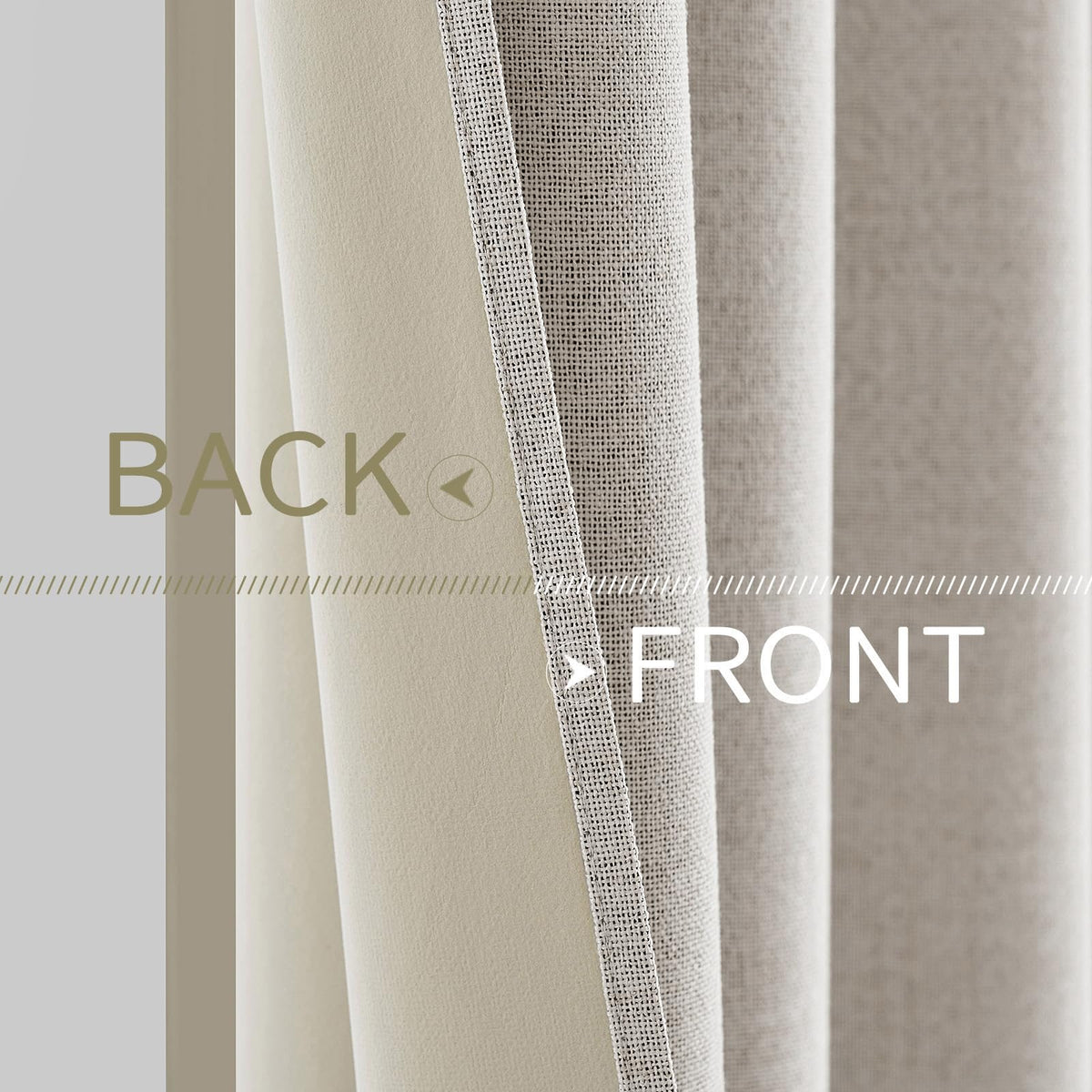 100% Blackout Linen Curtains for Bedroom 42x63 Inches Cream White (Cream White / 42"W x 63"L (Pack of 2))