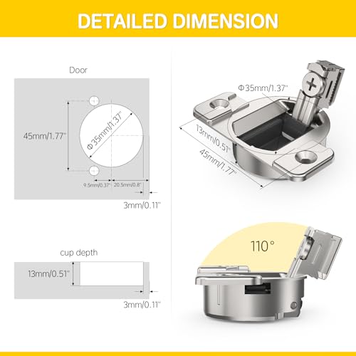 Replacement for Blum 110 Degree Compact 33 Screw On Hinge